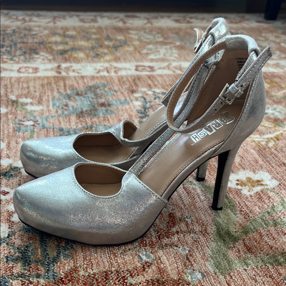 Brash Shimmering Silver Heels